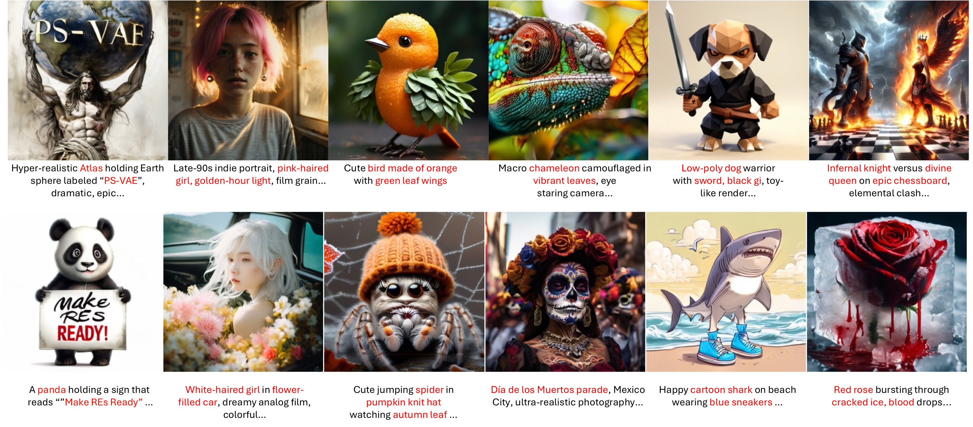 Scale-up text-to-image examples